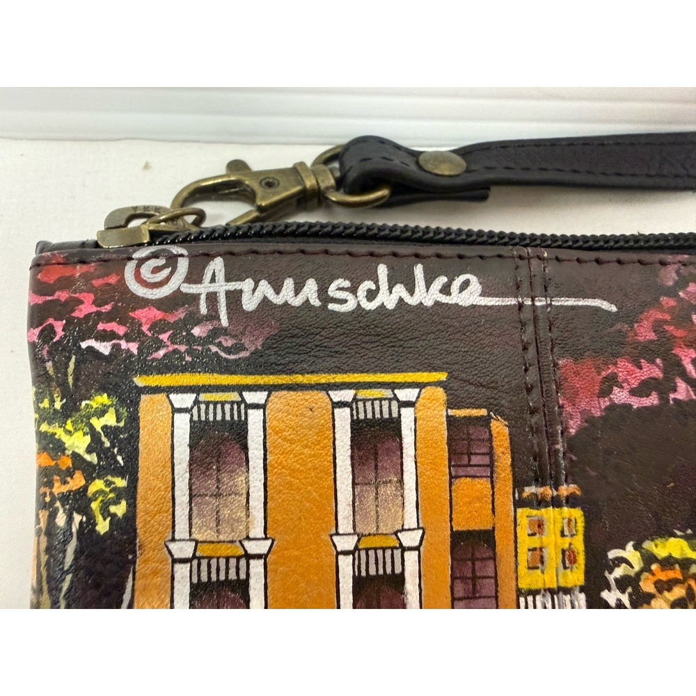 Anuschka Hand Painted Leather Zip-Around WRISTLET PARIS AT NIGHT NWTS - Picture 4 of 8